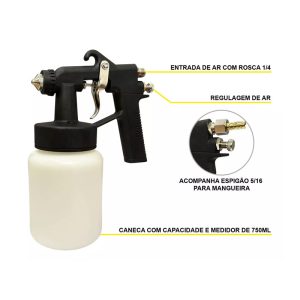 Pistola de ar direto Pw-900 com bico 1.3mm e caneca de 750ml